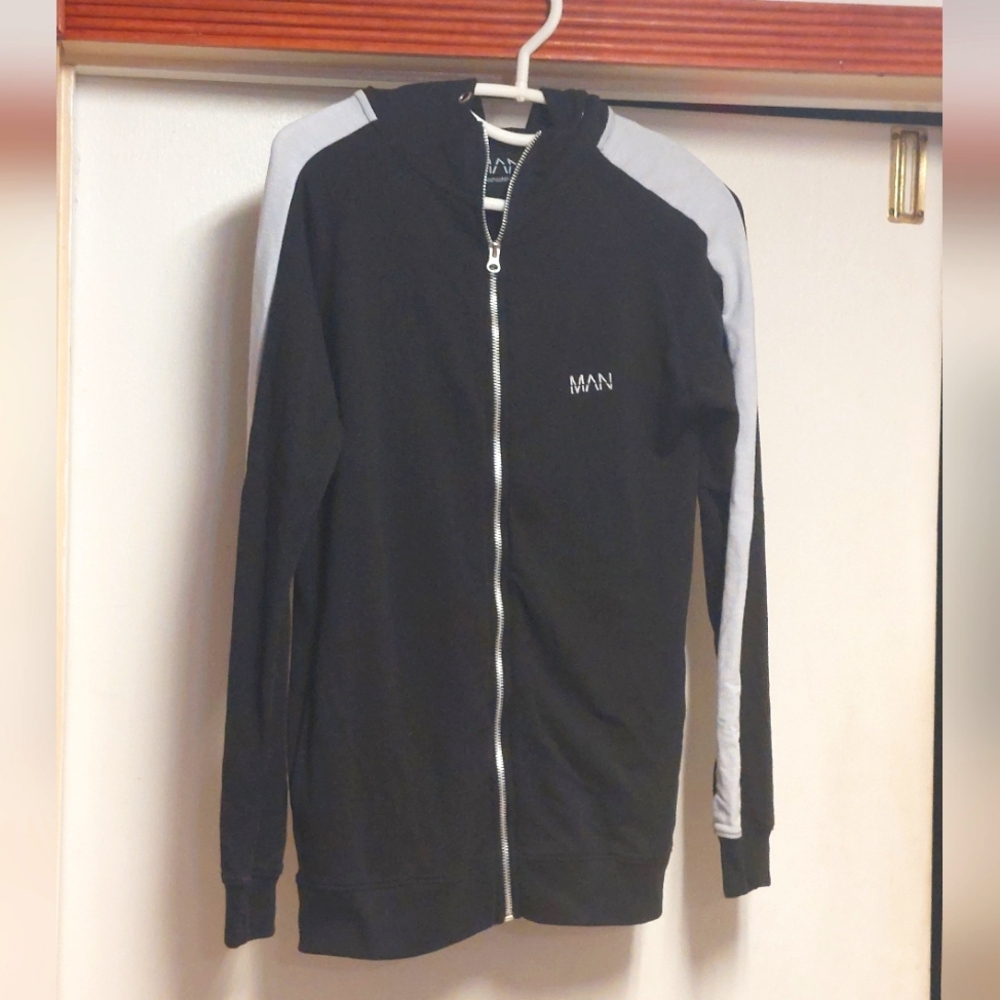 BooHooMAN Black and Gray Men's Zip Up Jacket